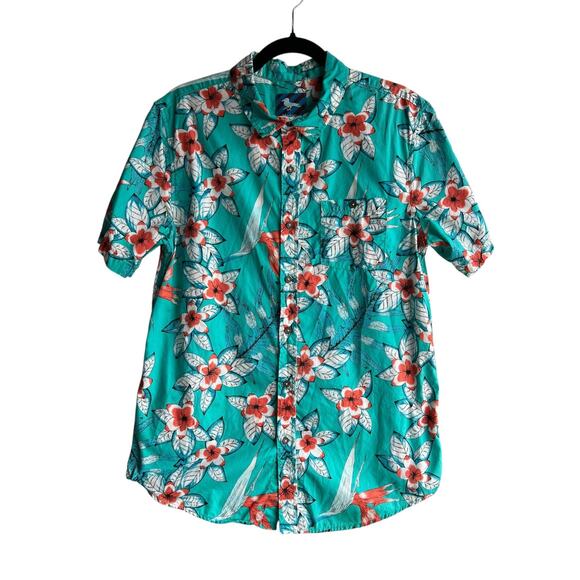 Modern Amusement Men's Hawaiian Shirt Colorful Floral 100% Cotton Size Medium - Picture 8 of 8